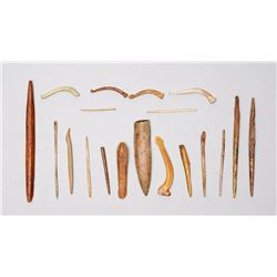 19 Inuit Bone and Marine Ivory Needles 1 1/2" L.  Good Condition NOT ALLOWED TO SHIP OUTSIDE CANADA