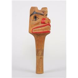Northwest Coast Carved Bear Rattle 10" L.  Good Condition