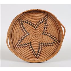 Lillooet Basketry Tray with Star Design 17" W.  Fair Condition