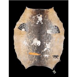 Inuit Seal Skin Wall Hanging Depicting Arctic Life 22"x 42"  Good Condition NOT ALLOWED TO SHIP OUTS