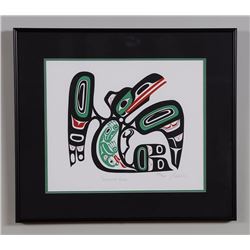 Jaalen Edenshaw Serigraph "Contented Raven" 109/160 '03  17"x 20" Framed  Good Condition