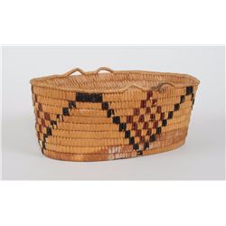Salish Open Basket with Chevron Design 12" L. 8 1/2" W. 5" H.  Good Condition