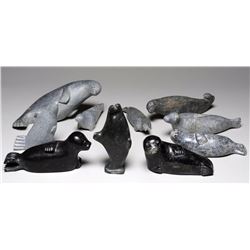 Ten Seal Carvings From Various Artists and Communities Including George Naghalik 6" L. - 10" L.  All