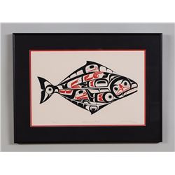 Robert Jackson Serigraph "Halibut and Eagle" 97/235 '79  18"x 24 1/2" Framed  Good Condition