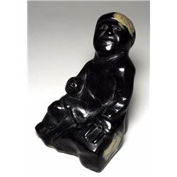 Spirit Man, Seal and Head Sculpture - Frobisher Bay Artist Unknown 17550 8 1/2" H. 8" W.  Good Condi