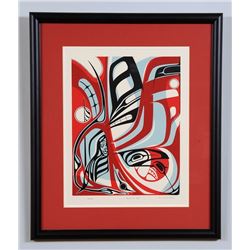 Ken Mowatt Serigraph "People's Box" 34/55 '89  22"x 26" Framed  Good Condition