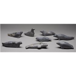 Eight Bird and Seal Carvings by Noah Siakoluk (1924-1997) Hall Beach 6 1/2  L. - 8 1/2  L.  All in G