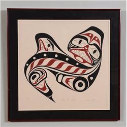 Wayne Young Serigraph "Dog Fish Mother" 17/160  21 1/2"x 22" Framed  Good Condition