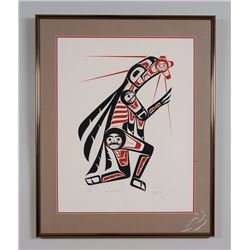 Stan Greene Serigraph "Raven Stealing Sun" 15/130  26"x 32" Framed  Good Condition