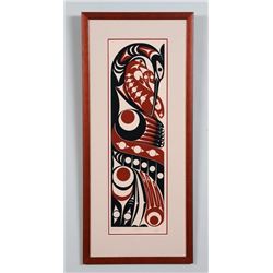 Andy Wilbur Serigraph "Crane" 105/160  14"x 31 3/4" Framed  Good Condition