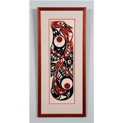 Andy Wilbur Serigraph "Helldiver and Sawbill" 105/160  14"x 31 3/4" Framed  Good Condition