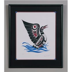 Richard Shorty Serigraph "Loon Dance" 211/250 '91  23"x 27" Framed  Good Condition