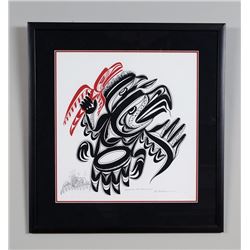 Manuel Salazar Serigraph "Thunderbird and Talking Stick" with Remarquer Drawing 1/16 '99 23 1/2"x 25
