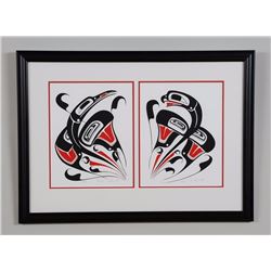 Two Danny Dennis Serigraphs Framed Together; Eagle 17/150 '92 and Raven 17/150 '92  19 1/2"x 26 1/2"