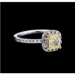 1.37ctw Fancy Light Yellow Diamond Ring - 14KT Two-Tone Gold