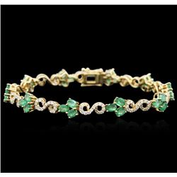 14KT Yellow Gold 4.71ctw Emerald and Diamond Bracelet