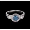 Image 2 : 1.33ctw Greenish Blue Diamond Ring - 14KT White Gold