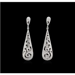 2.48ctw Diamond Dangle Earrings - 18KT White Gold