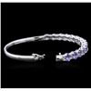 Image 3 : 14KT White Gold 6.88ctw Tanzanite and Diamond Bracelet