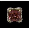 Image 2 : 20.97ct Pink Tourmaline and Diamond Ring - 18KT White Gold