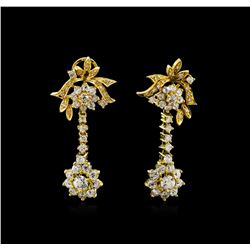 5.95ctw Diamond Earrings Dangle - 18KT Yellow Gold