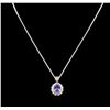 Image 2 : 3.56ct Tanzanite and Diamond Pendant With Chain - 14KT White Gold