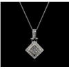 Image 1 : 1.25ctw Diamond Pendant With Chain - 14KT White Gold