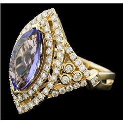 14KT Yellow Gold 10.41ct Tanzanite and Diamond Ring