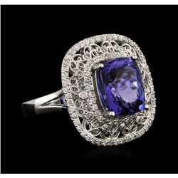 14KT White Gold 5.29ct Tanzanite and Diamond Ring