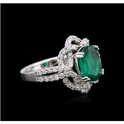 14KT White Gold 2.30ct Emerald and Diamond Ring