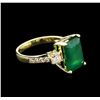 Image 1 : 3.92ct Emerald and Diamond Ring - 14KT Yellow Gold