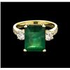 Image 2 : 3.92ct Emerald and Diamond Ring - 14KT Yellow Gold