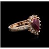 Image 1 : 14KT Rose Gold 1.42ct Ruby and Diamond Ring