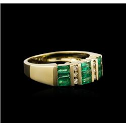 14KT Yellow Gold 0.74ctw Emerald and Diamond Ring