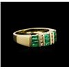 Image 1 : 14KT Yellow Gold 0.74ctw Emerald and Diamond Ring