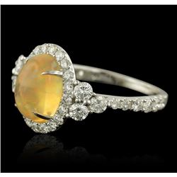 14KT White Gold 2.59ct Opal and Diamond Ring