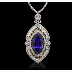 18KT White Gold 33.29ct Tanzanite and Diamond Necklace