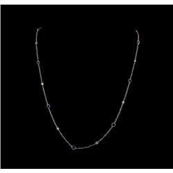 2.20ctw Blue Sapphire and Diamond Necklace - 18KT White Gold