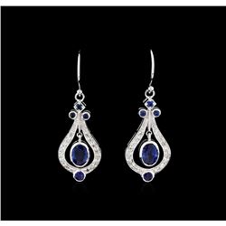 2.23ctw Blue Sapphire and Diamond Earrings - 18KT