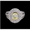 Image 3 : 14KT White Gold 1.24ct I-1/Light Yellow GIA Cert Diamond Ring