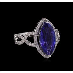 14KT White Gold 3.88ct Tanzanite and Diamond Ring