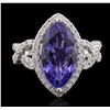 Image 2 : 14KT White Gold 3.88ct Tanzanite and Diamond Ring