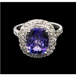 3.25ct Tanzanite and Diamond Ring - 14KT White Gold