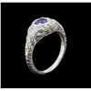 Image 3 : 0.60ct Tanzanite and Diamond Ring - 14KT White Gold