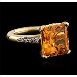 14KT Yellow Gold 8.50ct Citrine and Diamond Ring