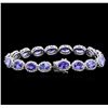 Image 2 : 13.00ctw Tanzanite and Diamond Bracelet - 14KT White Gold