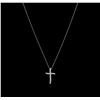 Image 1 : 0.20ctw Diamond Cross Pendant With Chain - 14KT White Gold