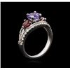 Image 3 : 1.27ctw Ruby, Tanzanite, and Diamond Ring - 14KT White Gold