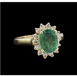 2.16ct Emerald and Diamond Ring - 14KT Yellow Gold