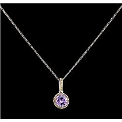 1.55ct Tanzanite and Diamond Pendant With Chain - 14KT White Gold